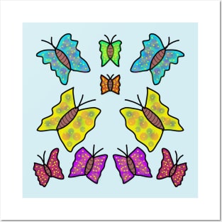 Colorful Butterflies Pattern Posters and Art